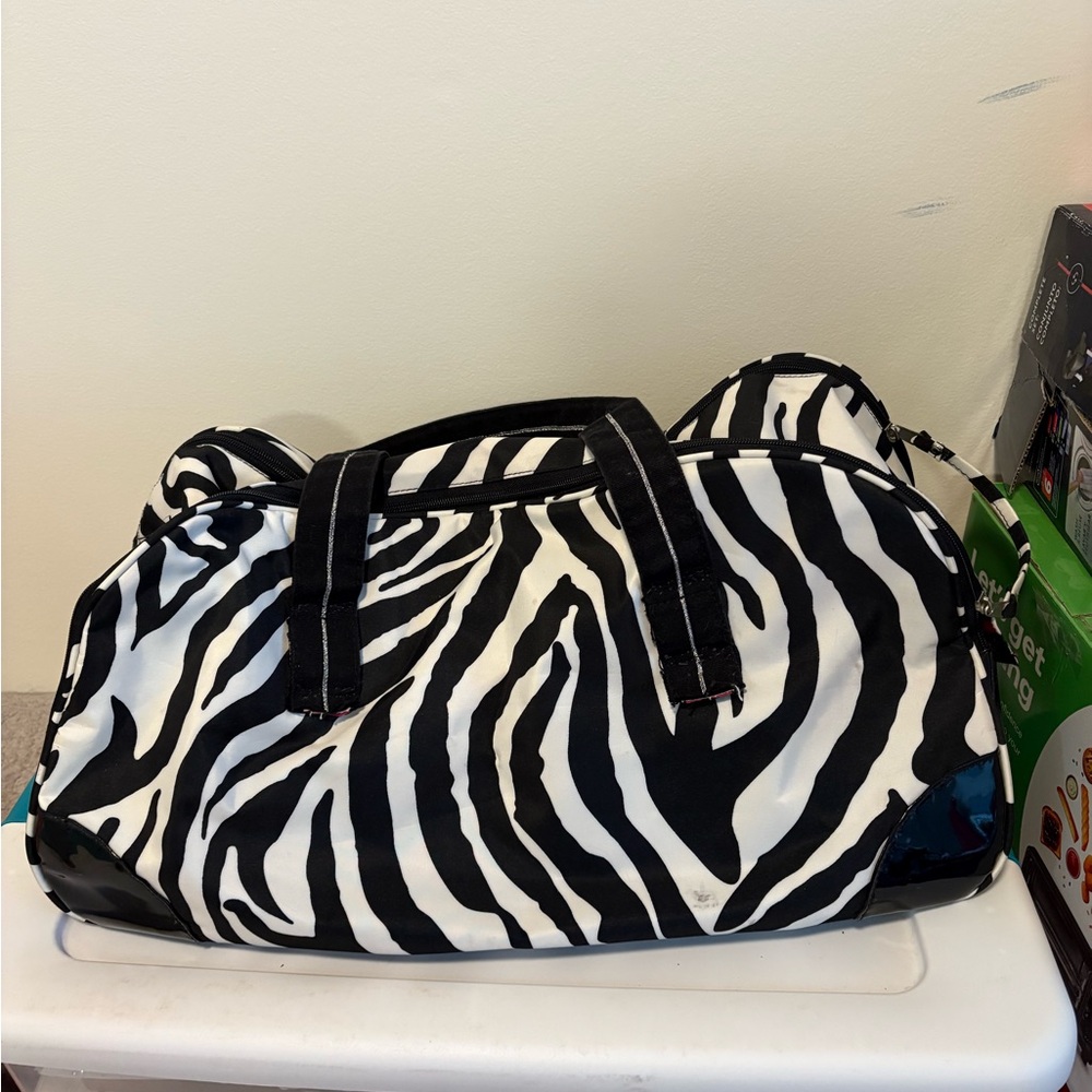 Zebra Print Weekender Bag - Black & White